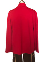 Turtle Neck Top with An Embroidered Gold Rose (Red) - Style # K1102