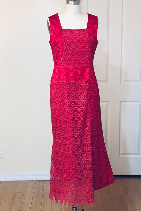 Textured Sleeveless Collage Dress - Red (Style #233)