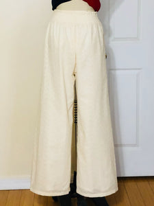 Embroidered Cotton Eyelet Elastic Waistband Pants (Style#K110)