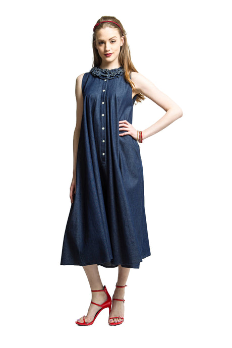 Sun Dress with Mini Ruffles (Denim) Style# 1746K