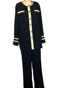 Crepe Jacket & Pant Suit (Gold Trim) - Style #E2PK