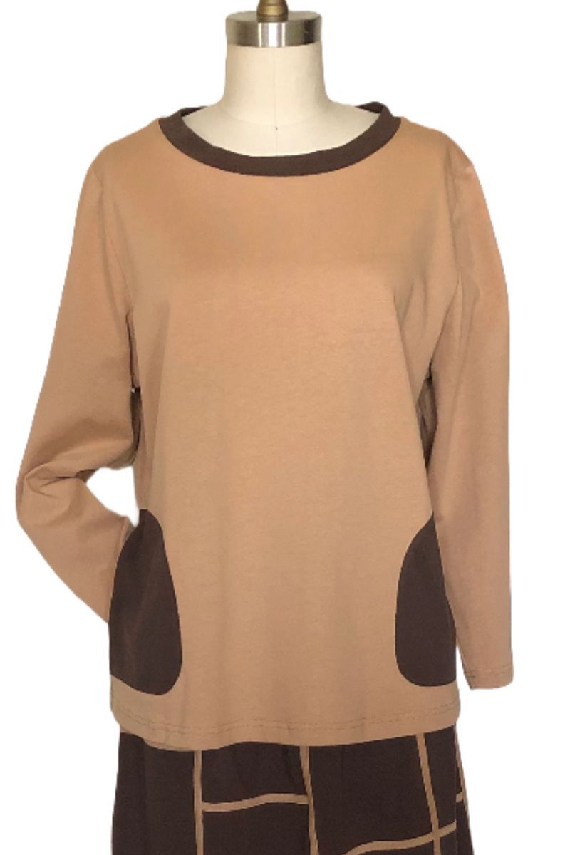 Two-Tone Custom T-Shirt - Style # T-169K (Beige/Brown)