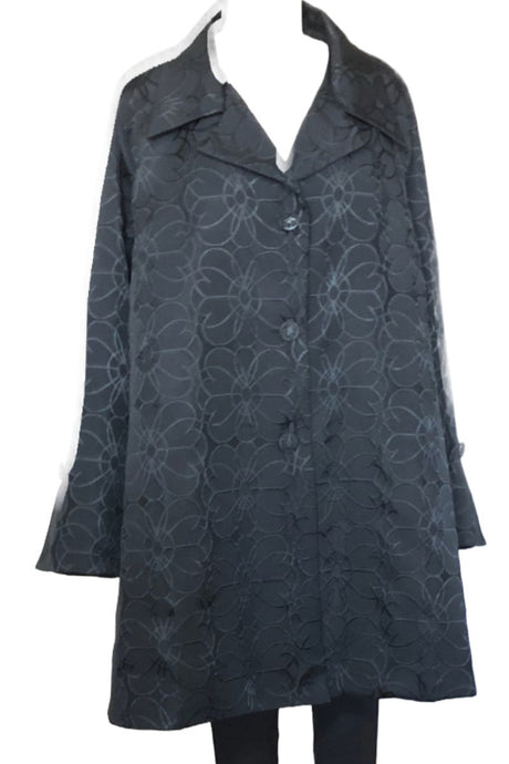 Peggy’s Swing Floral Brocade Coat - Style # 301PM (Black)