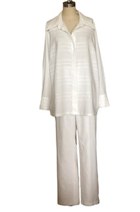 Big Shirt with Tucking Details and Classic Pant Suit (White) - Style # 2303PK