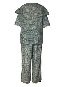 Printed Abstract Floral Top and Pant Set (Green) - Style #2426PK