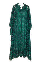 Leaf Lace Kaftan Dress (Green/Blue) - Style # 2302K