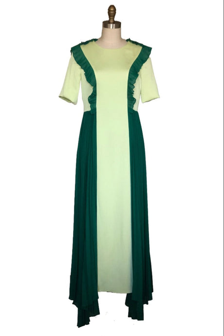 Princess Dress with Ruffle and Pleated Details (Green) Style # 234