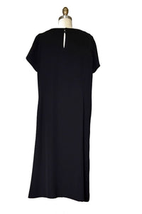 V-Neck Dress with Tucking Detail (Black) Style #2442K