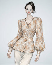 Embroidered Flora Blouse - Style # K2465 (Beige)