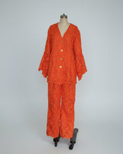 Summer 3D Floral Lace Pant Suit, Style #2470 - Orange