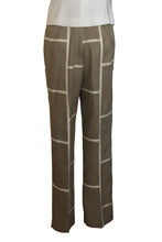 Ribbon Graphic Field 100% Linen Classic Pants - Khaki/White (Style# K1722)