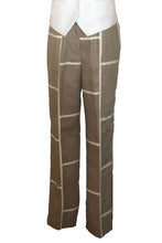 Ribbon Graphic Field 100% Linen Classic Pants - Khaki/White (Style# K1722)