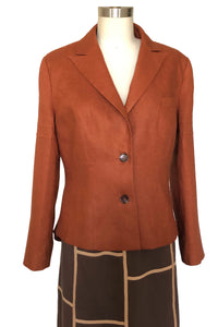 Monica’s Cropped Autumn Linen Jacket - Style # Mk2L (Coffee Bean)