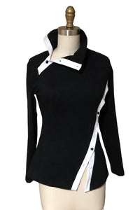 Asymmetrical Collar Custom T-Shirt (Black/White) - Style # 2311K