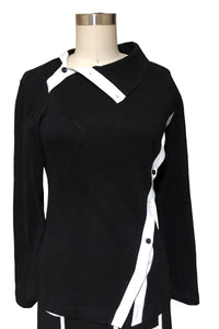 Asymmetrical Collar Custom T-Shirt (Black/White) - Style # 2311K