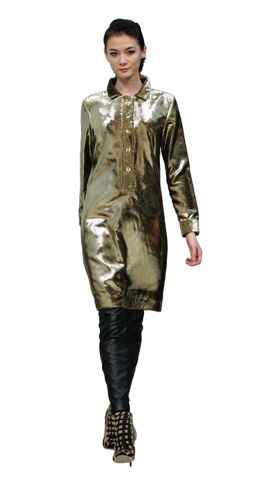 Metallic Gold Foil Tunic Dress