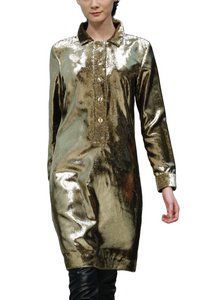 Metallic Gold Foil Tunic Dress