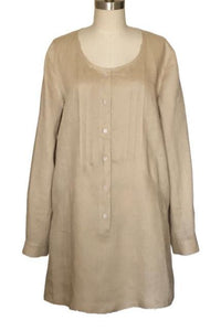 Classic Long Sleeve Linen Tunic - Style #1773K (Taupe)
