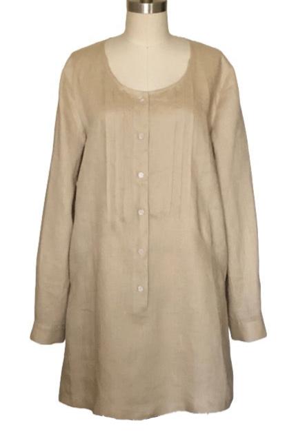 Classic Long Sleeve Linen Tunic - Style #1773K (Taupe)