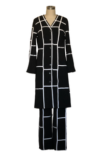 Ribbon Graphic Pant Set - Style #K201P (Black/White)
