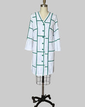 Ribbon Graphic Field Cardigan Dress (White/Green) Style #K201D $260