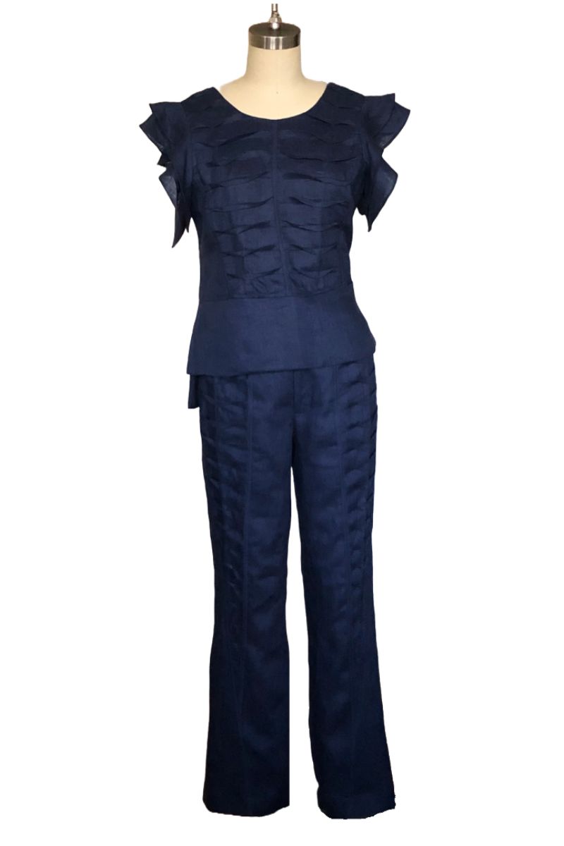 Joy of Water:  Ruffle Blouse and Princess Panel Pant  (Navy) - Style# 2306PK