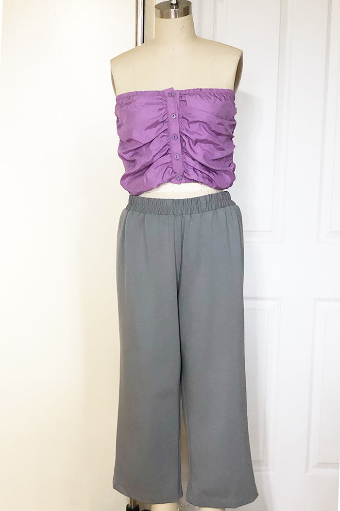 Elastic Waistband Crop Knit Pants #106EC