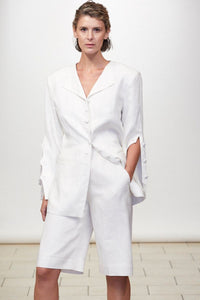 Classic Linen Jacket + Shorts Set Style #1901JK (White)