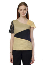 Mélange Khaki Asymmetric Blouse Style # 1778
