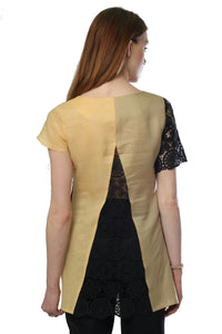 Mélange Khaki Asymmetric Blouse Style # 1778