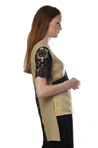 Mélange Khaki Asymmetric Blouse Style # 1778