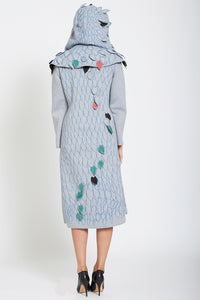 Hand Painted Leaf Coat with detachable hoody Style 164
