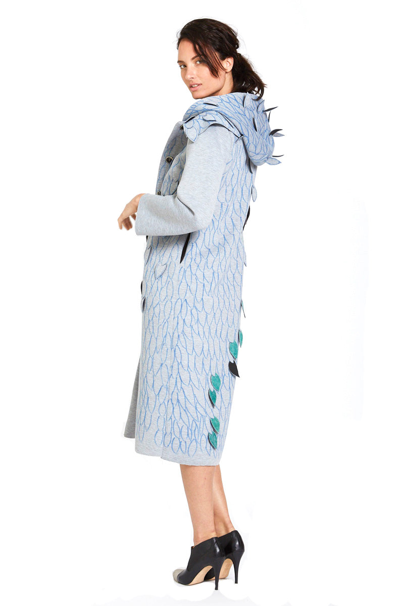 Hand Painted Leaf Coat with detachable hoody Style 164