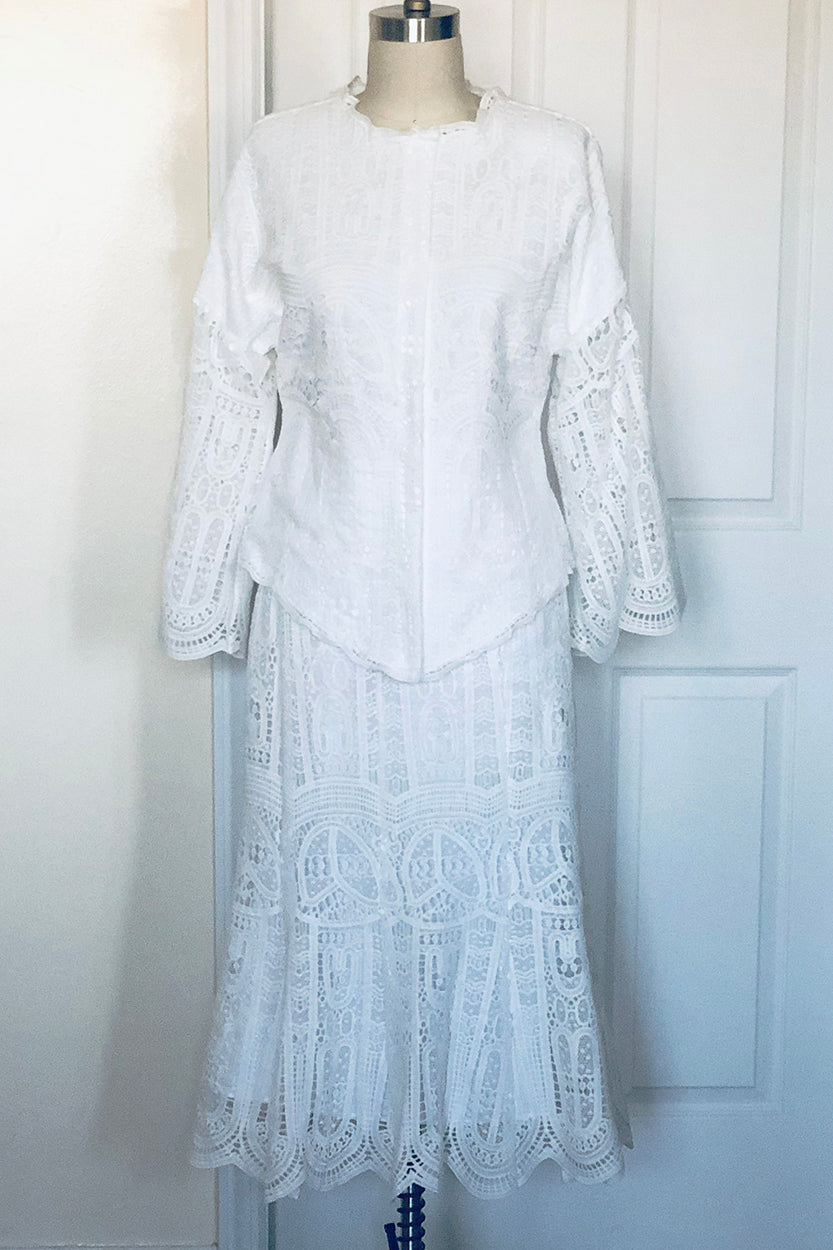 Geometry Lace Suit - White (Style# 217SPC)