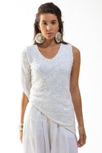 Made in NYC: Asymmetric Sequin Blouse - Style 1902S