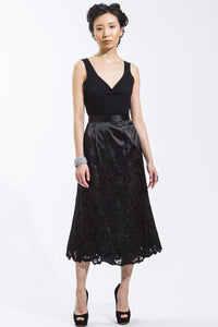 Sateen Cut-Out Lace Skirt (Black) Style #8106