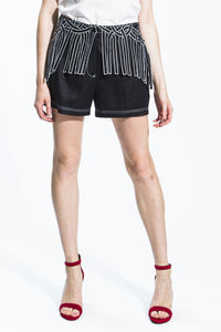 Embroidered Fringe Shorts (Black) Style 6407