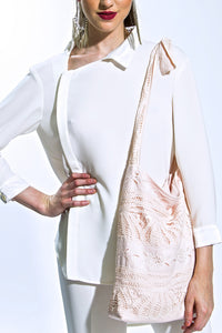 Linen & Lace Shoulder Bag (Blush Pink) Style #6499