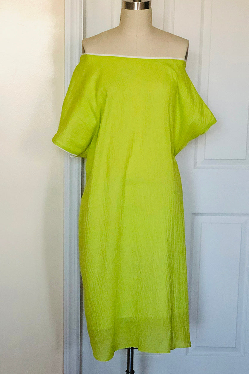 Asymmetric Off the Shoulder Dress (Citrus/White) Style #110MJ
