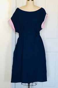 Asymmetric Off the Shoulder Dress (Sea Blue/Pink) Style #110MJ