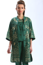 Vintage Green/Gold Linen Embroidered Lotus Jacket Style 10900