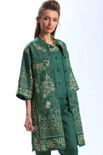 Vintage Green/Gold Linen Embroidered Lotus Jacket Style 10900