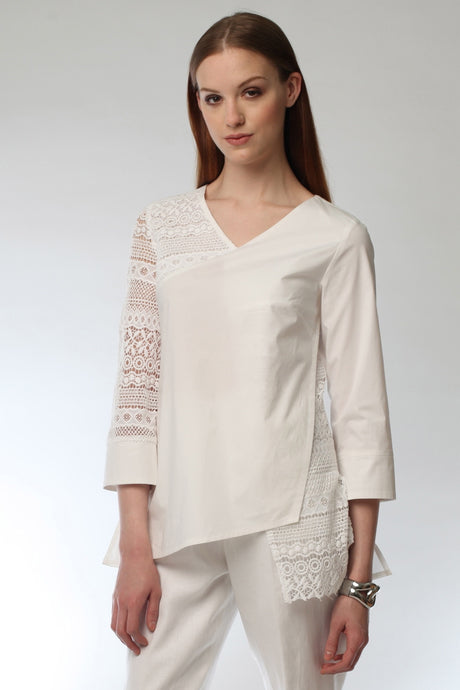 Contrast Lace Wrap Tunic Style # 1791
