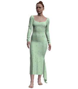 Minine Flora Print Dress (Style# 201D) Green Multi