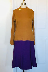 Upcycled Turtleneck Top with appliqué (Gold) Style #205EW