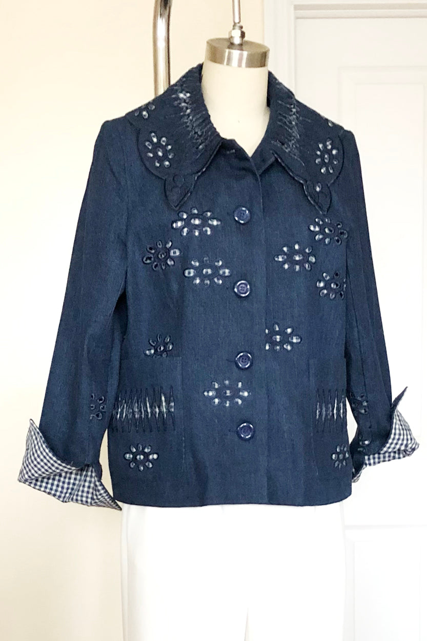 Upcycled Embroidered Denim Jacket (Style# 7305C)