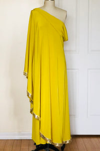 Red Carpet Silk Cape Dress (Yellow) Style #7810AR