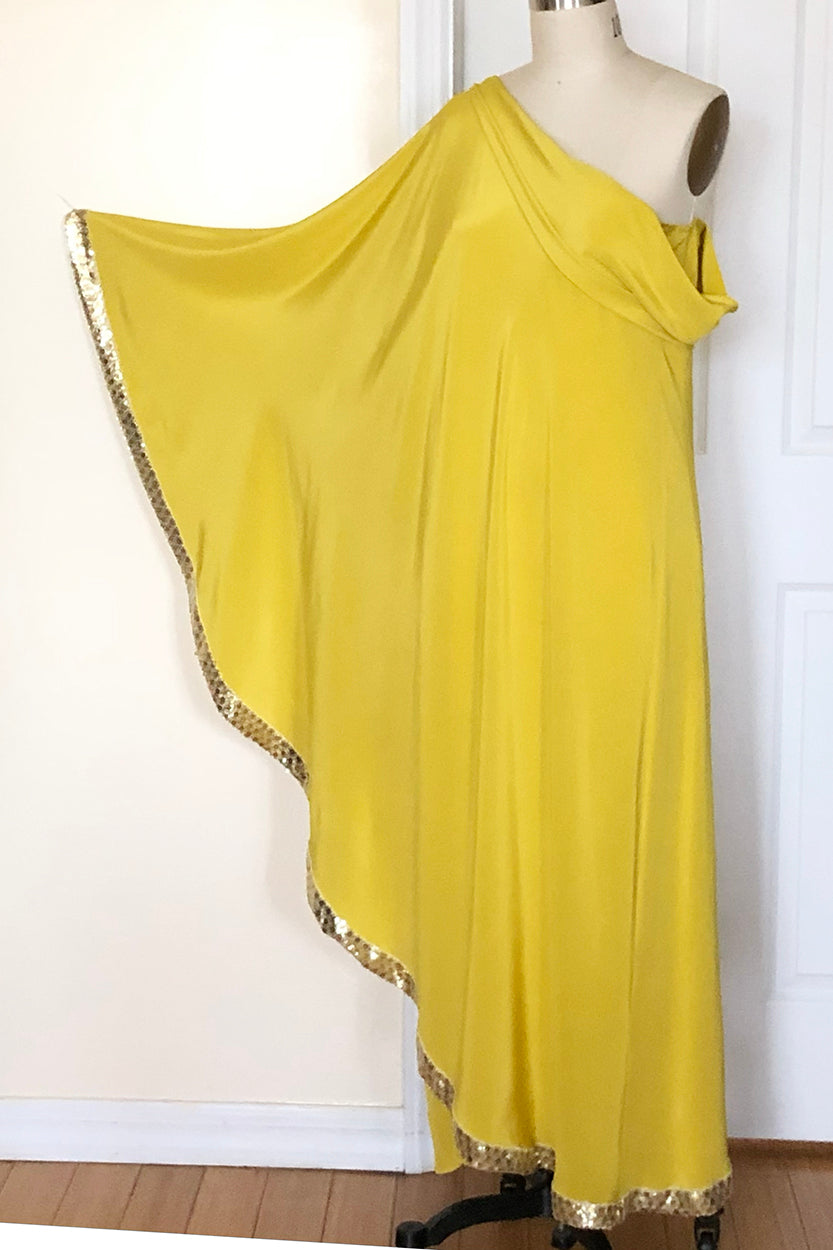cape dress yellow Red Carpet Silk Cape Dress (Yellow) Style #7810AR – JSong Way