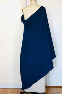 Red Carpet Silk Cape Dress (Sea Blue/White) Style #7810MA