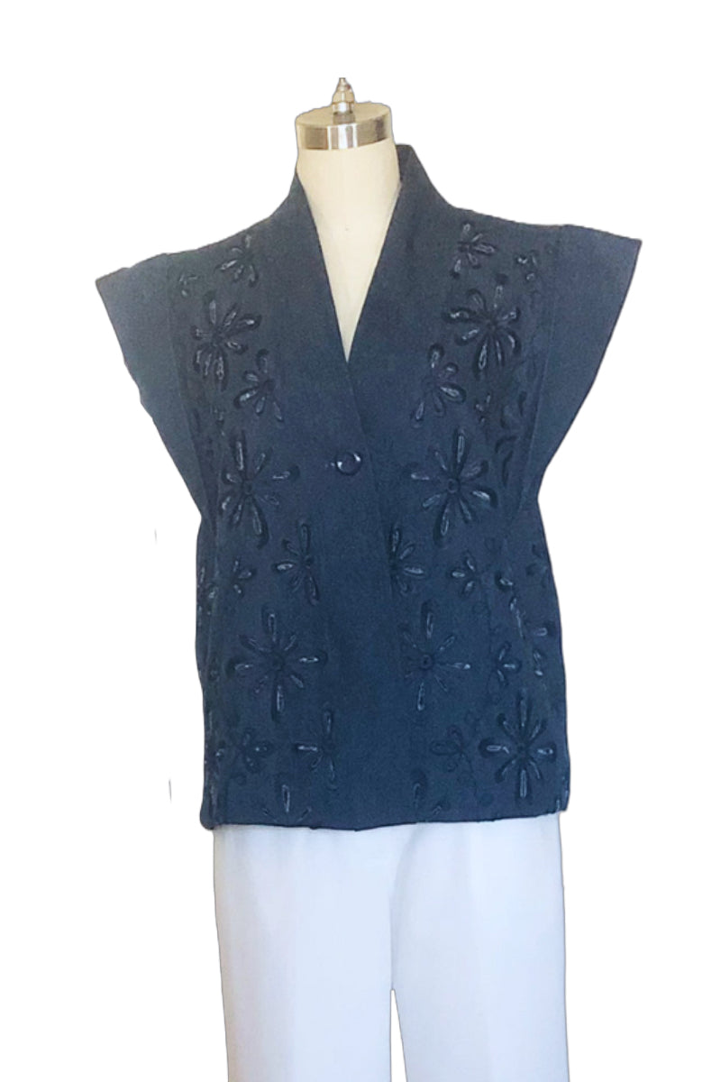 Embroidered Denim Vest - Style # 7973RJ